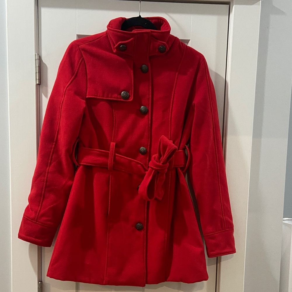 Jack Red Button Up Coat Medium